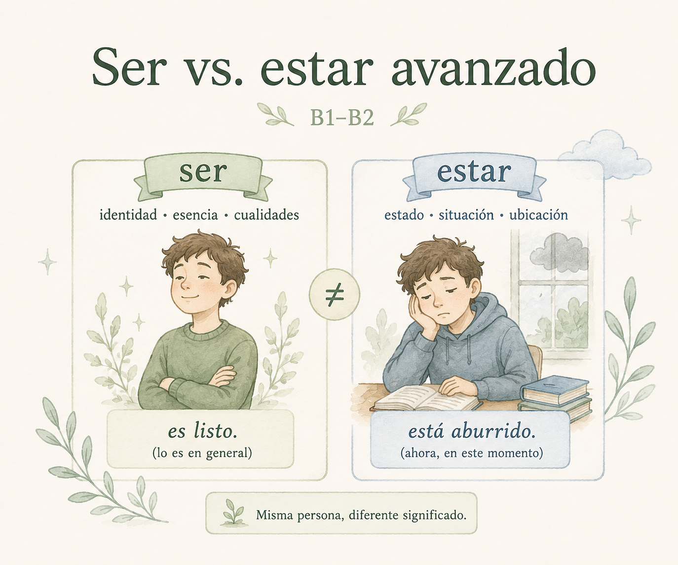 Ilustracja: Ser vs. estar avanzado